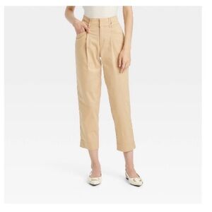 Women's High-Rise Pleat Front Ankle Chino Pants - A New Day
Beige Size 2